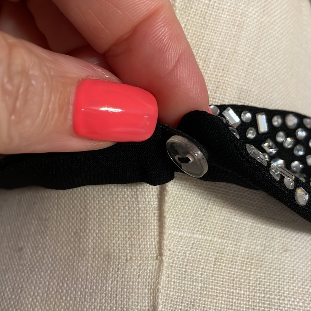 1. STATE cocktail black mini dress rhinestones halter neck/slit zipped open back - Picture 6 of 16